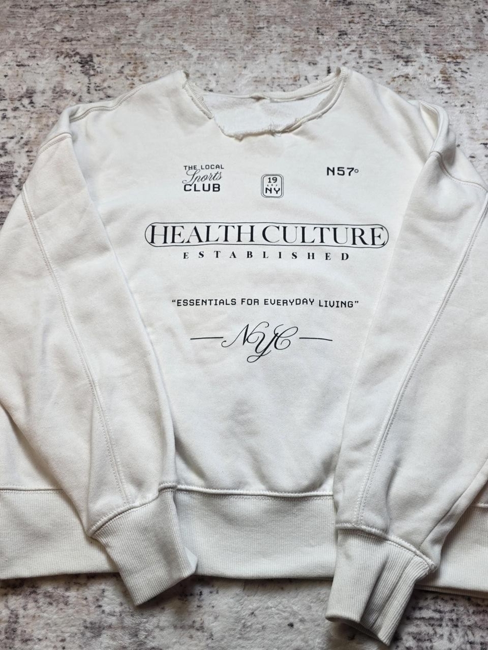 Health Culture NYC Cream Crewneck Sweatshirt - Essentials for Everyday Living